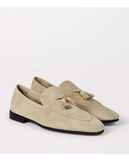 Brunello Cucinelli Natural Suede Tassel Loafers