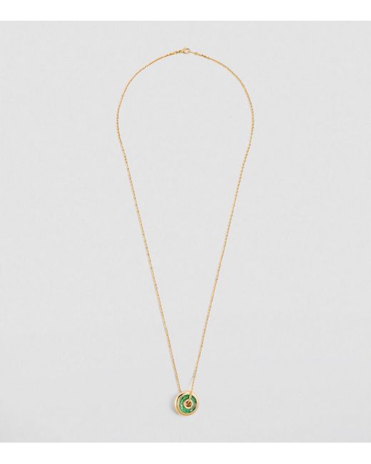 Moritz Glik Metallic Yellow Gold And Emerald Roda Pendant Necklace