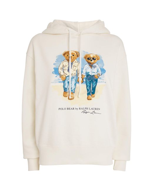 Polo Ralph Lauren White Fleece Polo Bear Hoodie