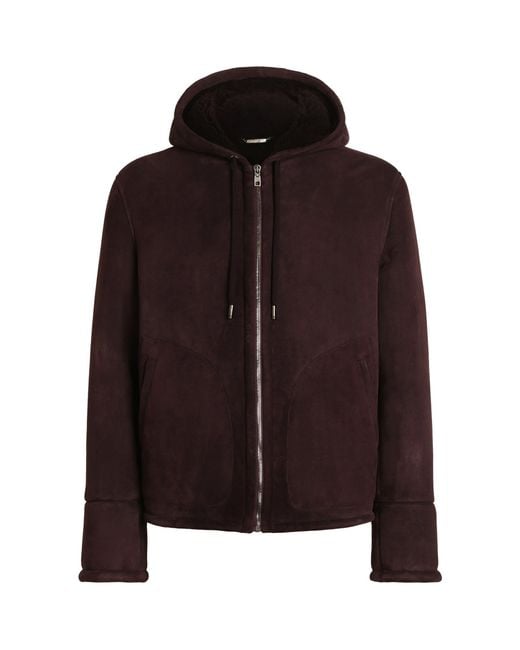 Dolce & Gabbana Brown Suede Fleece Hooded Jacket for men