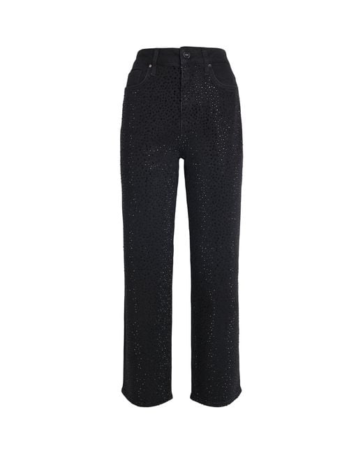 PAIGE Black Embellished Stevie Straight Jeans