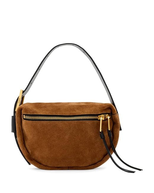 AllSaints Brown Mini Suede Noemie Shoulder Bag