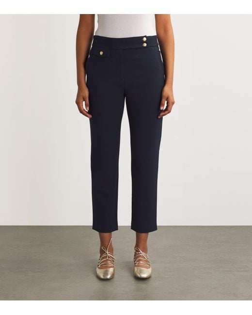 Veronica Beard Blue Woven Cropped Renzo Trousers