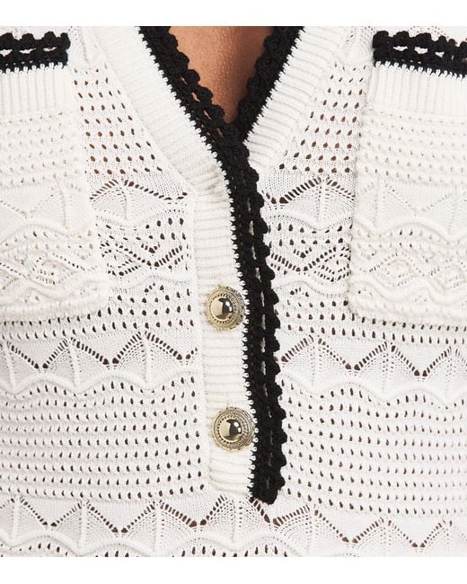 Self-Portrait White Knitted Pointelle Midi Dress