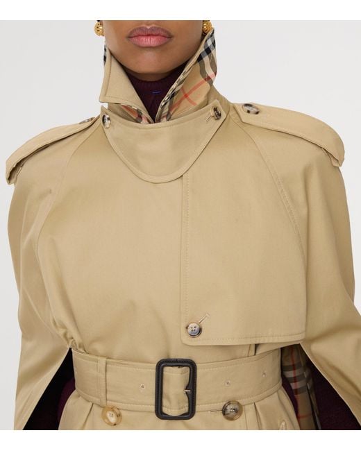 Burberry Natural Gabardine Belmont Cape Trench Coat