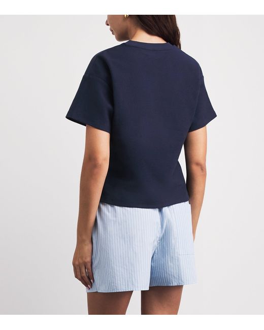 Claudie Pierlot Blue Cotton Logo-Embroidered T-Shirt