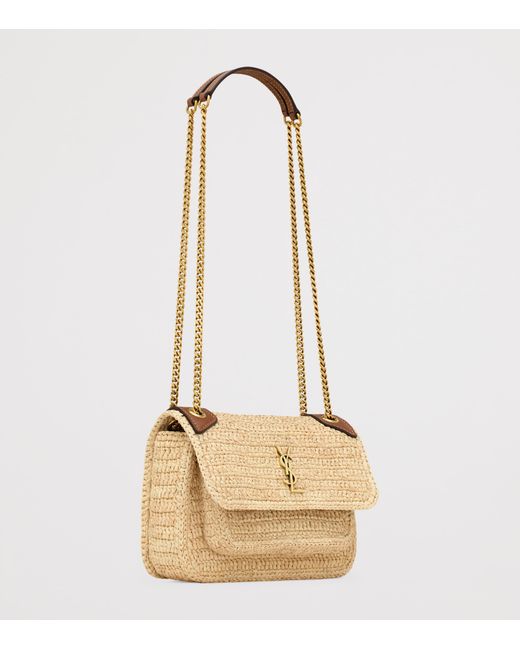Saint Laurent Natural Mini Raffia Nikki Shoulder Bag
