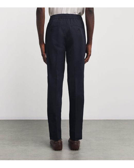 Slowear Blue Cotton-Blend Drawstring Tailored Trousers for men