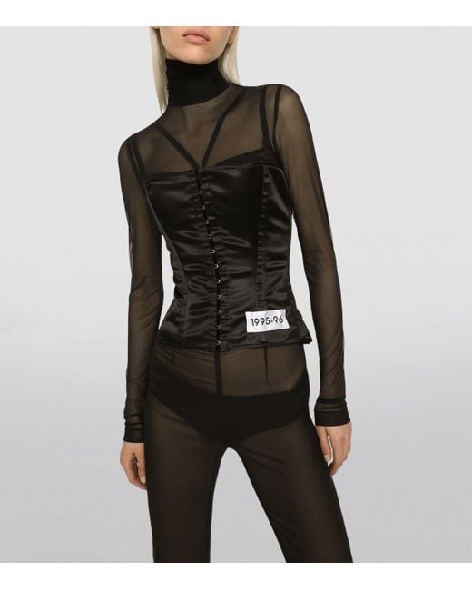 Dolce & Gabbana Black Satin Corset Top
