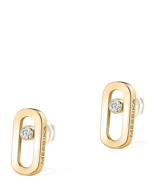 Messika Metallic Yellow Gold And Diamond Move Uno Earrings