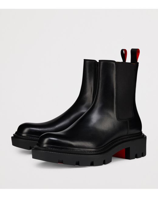 Christian Louboutin Black Devon Leather Chelsea Boots for men