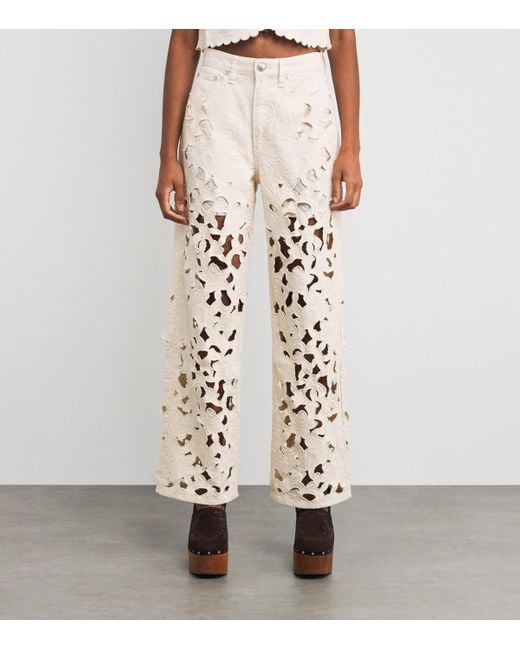 Rag & Bone Natural Cut-Out Logan Mid-Rise Wide-Leg Jeans