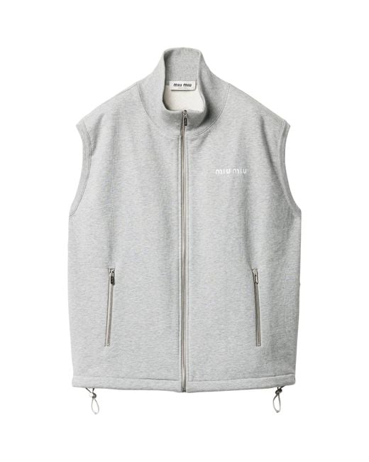 Miu Miu Gray Cotton Fleece Gilet