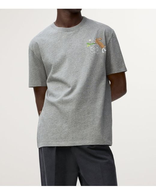 Loewe X Suna Fujita Bunny Logo T-Shirt in Gray for Men | Lyst
