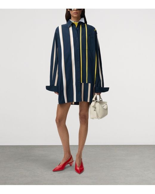 Loewe Blue Stripe Mini Shirt Dress