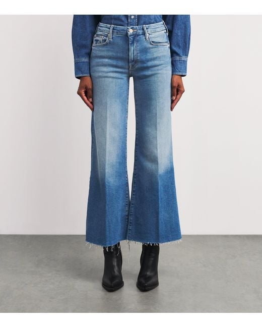 Mother Blue The Roller Fray Wide-Leg Jeans