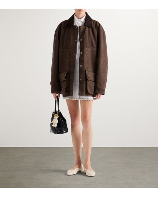 Prada Brown Shearling-Trim Barn Jacket