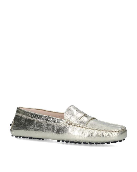 Tod's White Leather Gommino Driving Shoes