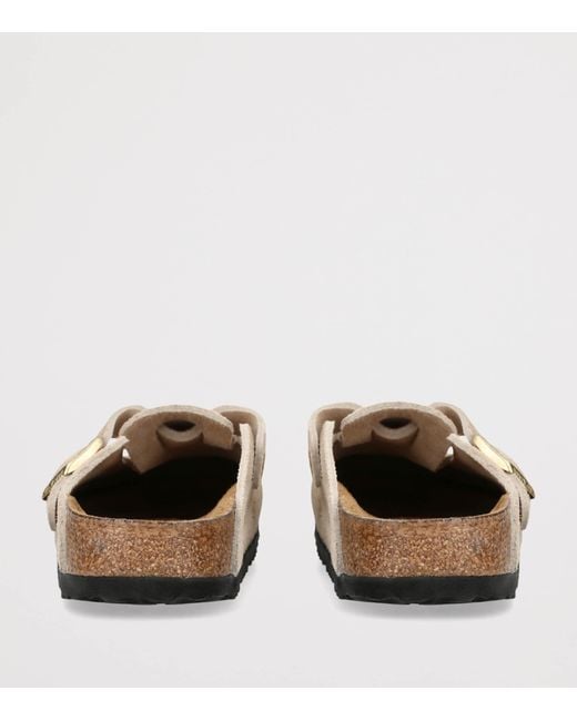 Birkenstock White Suede Boston Clogs