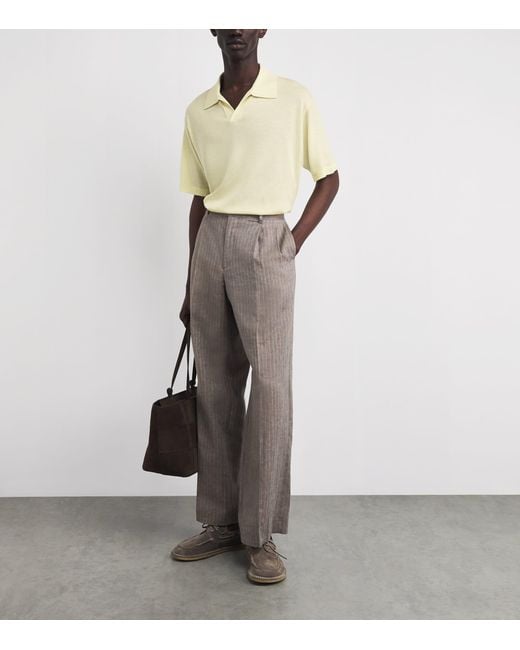 FRAME White Merino-Cashmere Short-Sleeve Polo Sweater for men