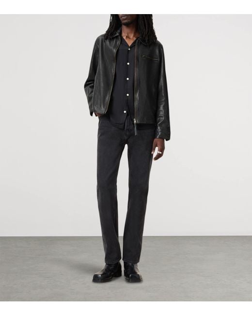AllSaints Black Leather Miller Jacket for men