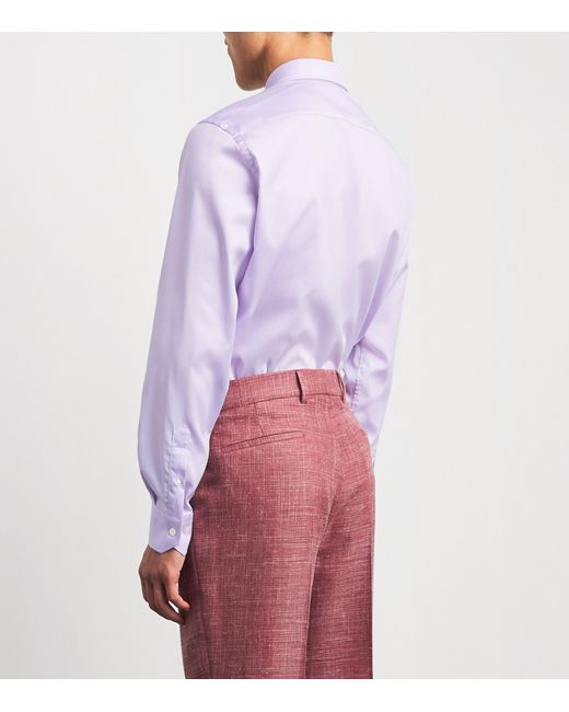 Pal Zileri Purple Stretch-Cotton Long-Sleeve Shirt for men