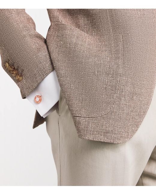 Babette Wasserman Brown Rose-Plated Mother-Of-Pearl Cufflinks for men