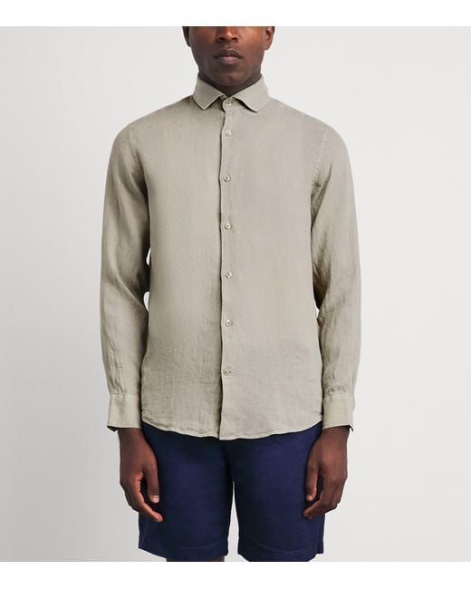 Frescobol Carioca Gray Linen Antonio Shirt for men