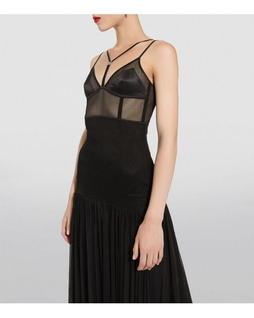 Dolce & Gabbana Black Sheer Corset Midi Dress