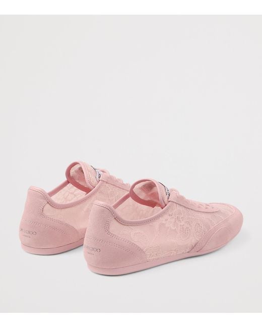 Jimmy Choo Pink Sunny F Suede-Lace Sneakers
