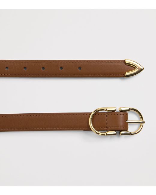 Maje Brown Leather Double-Buckle Belt for men