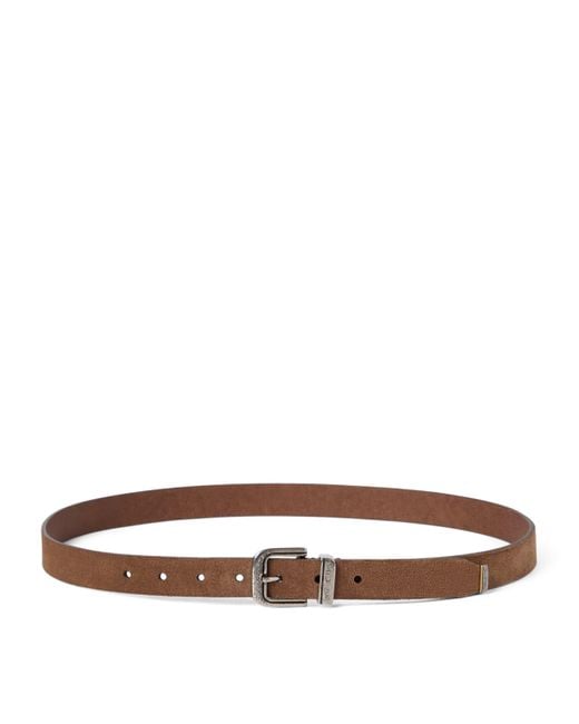 Brunello Cucinelli Brown Reversed Calfskin Belt for men