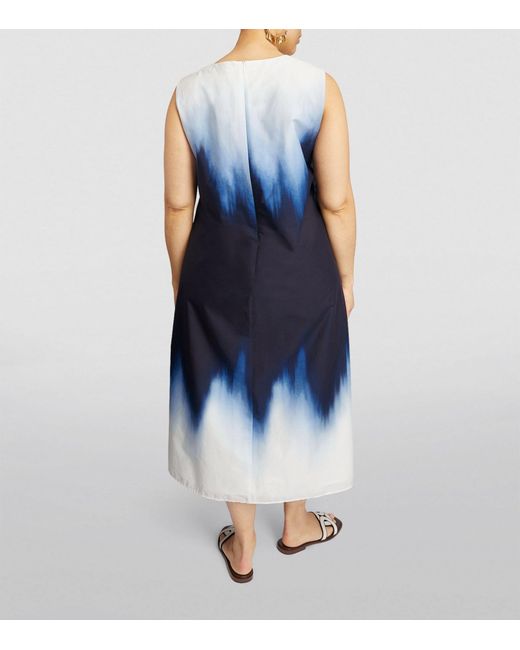 Marina Rinaldi Blue Cotton Sleeveless Midi Dress
