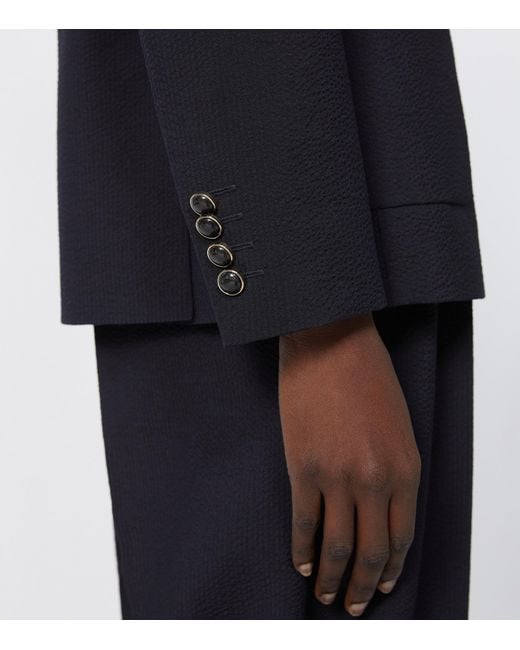 Max Mara Blue Virgin Wool Double-Breasted Blazer