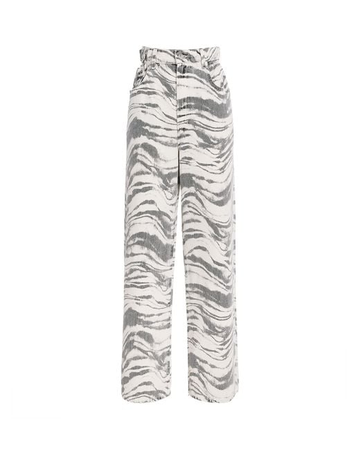 Agolde White Printed Lyonne Wide-Leg Jeans