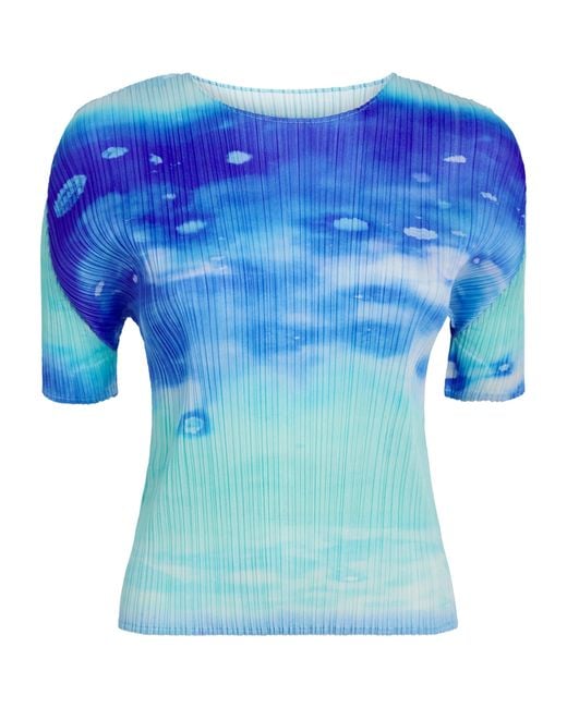 Pleats Please Issey Miyake Blue Sea Bubble Top