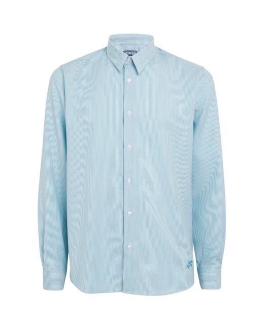 Vilebrequin Blue Wool-Blend Stripe Rayures Shirt for men