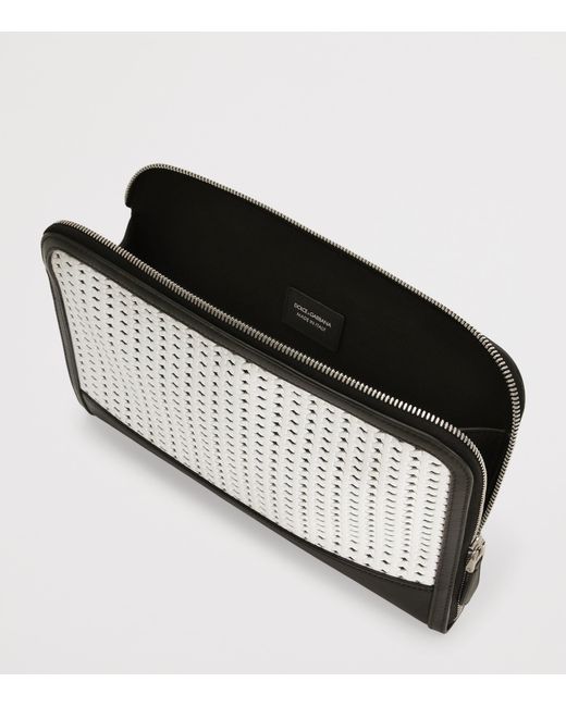 Dolce & Gabbana Black Plongé Calfskin Atene Pouch for men