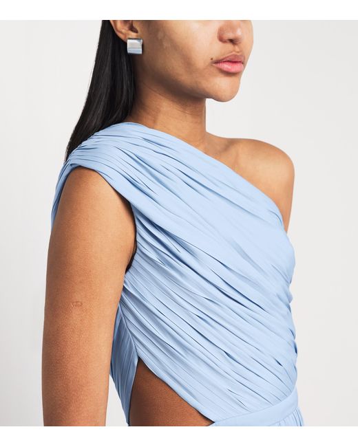 Maje Blue One-Shoulder Maxi Dress