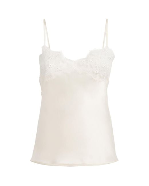 Chloé White Silk Lace-Trim Cami Top
