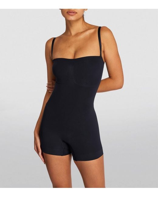 Skims Blue Seamless Sculpt Strapless Shorts Bodysuit
