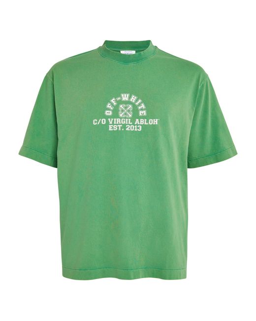 Off-White c/o Virgil Abloh Green Cotton Logo Print T-shirt for men
