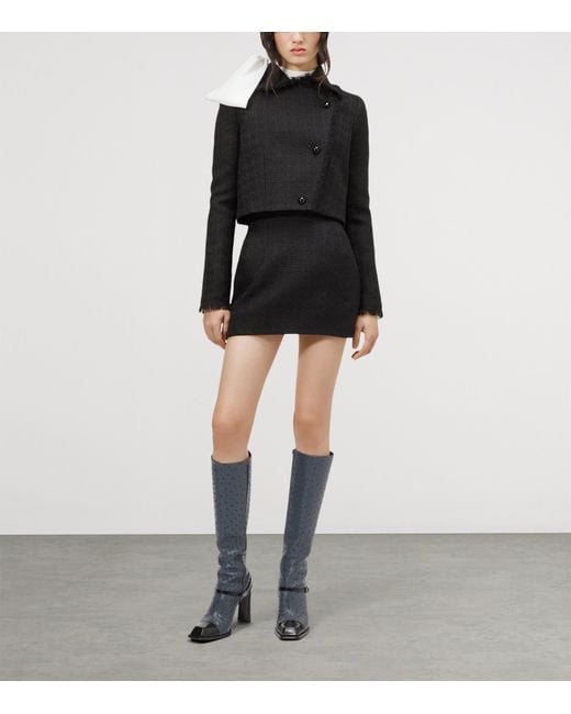 McQueen Black Wool-Blend Tweed Mini Skirt