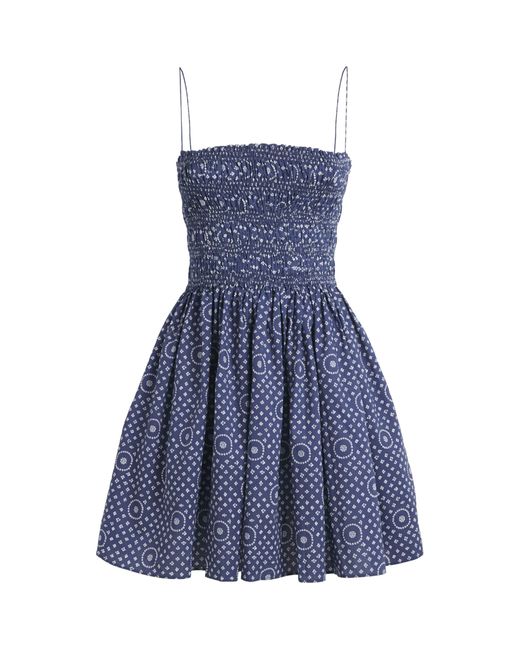 Matteau Blue Cotton Shirred Mini Dress