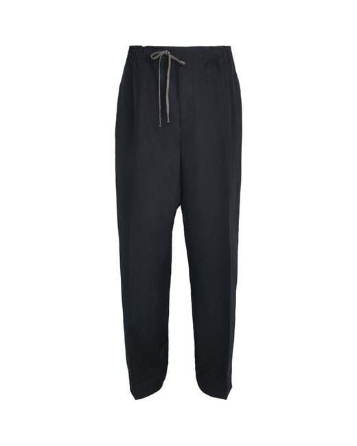 Maison Margiela Black Satin Drawstring Trousers for men