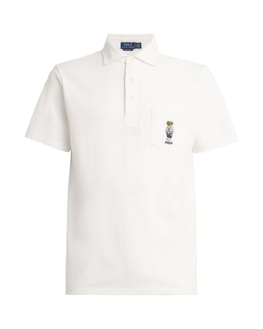 Polo Ralph Lauren White Cotton Polo Bear Pocket Polo Shirt for men