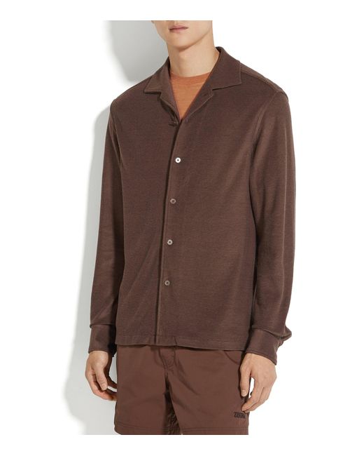 Zegna Brown Cotton-silk Shirt for men