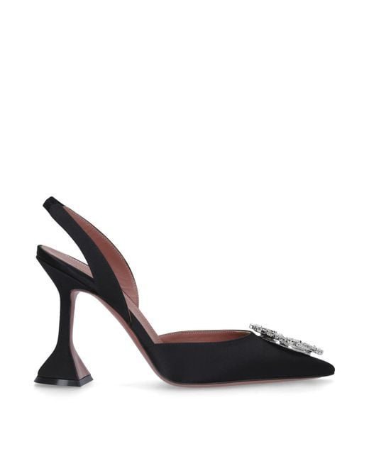 AMINA MUADDI Black Begum Crystal Brooch Slingback Pumps