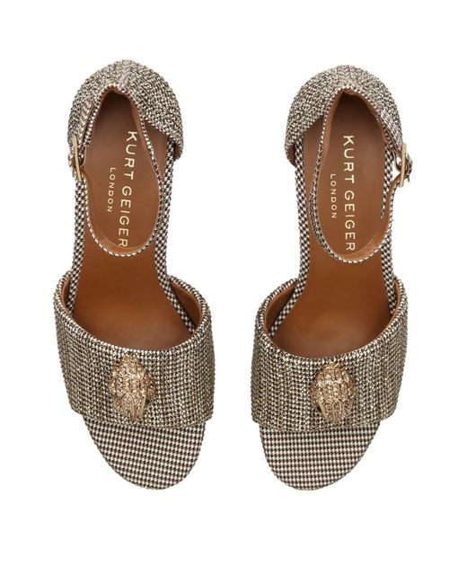 Kurt Geiger Brown Crystal-embellished Kensington Sandals