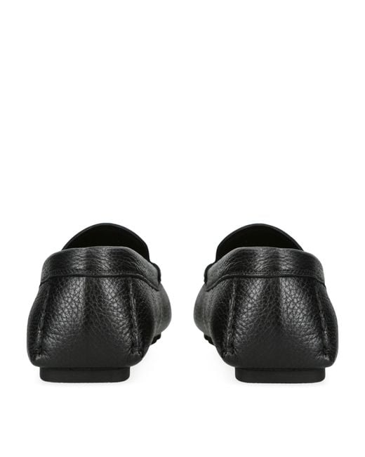 Dolce & Gabbana Black Leather Driver Loafers for men